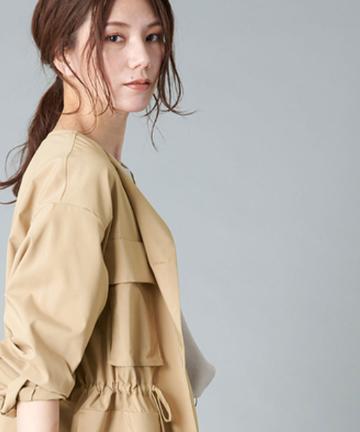 【《しなやかな素材感が女性らしい》手洗い可】フィールドオーバーシャツ