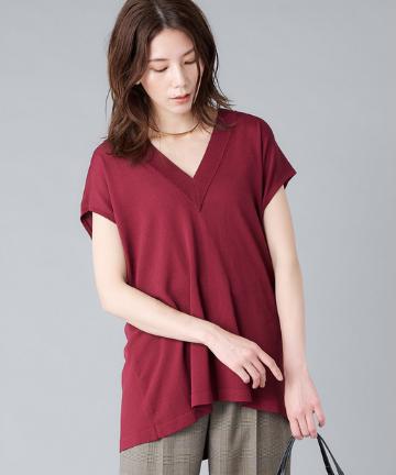 【《着痩せ効果》手洗い可】Vネックルーズニットプルオーバー