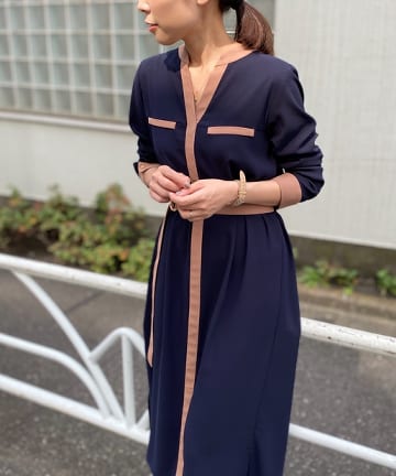 配色パイピングワンピース