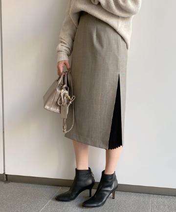 プリーツコンビチェックスカート