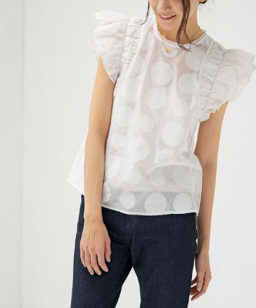 【ULLA JOHNSON/ウラ ジョンソン】ドットフリルブラウス