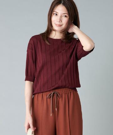 【《着映えニット》手洗い可】グログランリブプルオーバーニット