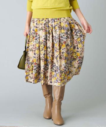 【《主役級の1枚》手洗い可】フラワープリントギャザースカート