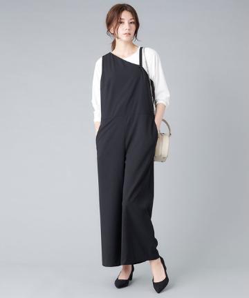 【《すっきりとシャープな印象に》手洗い可】ワンショルオールインワン