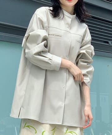 ＊フェイクレザーシャツジャケット