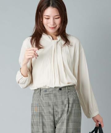 【《美人映えアイテム》手洗い可】ボウタイ風ブラウス