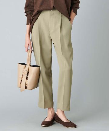 【《通勤にも履きやすいカラーパンツ》手洗い可】マットツイルペグトップパンツ