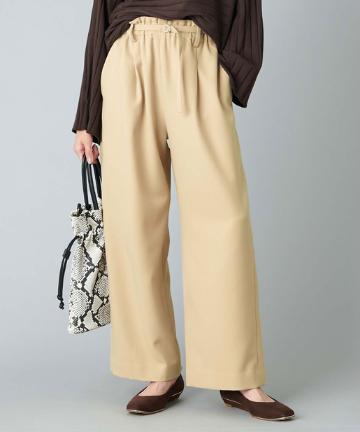 【《柔らかな風合いで履き心地抜群》手洗い可】ナローベルト付ギャザーパンツ