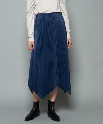 フェイクレザーイレヘムプリーツロングスカート