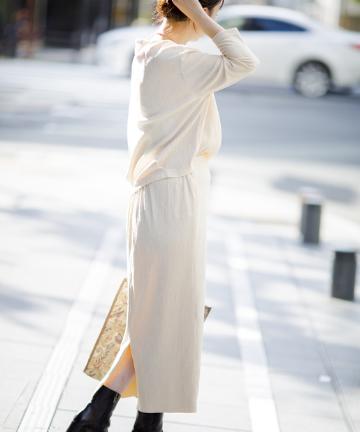 Chez toi(シェトワ) 【程よくゆったりで抜け感を演出】 セット/プリーツスエードタッチプルオーバー