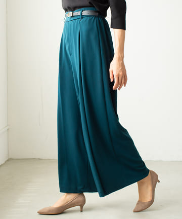 【手洗い可】ベルト付ハイウエストワイドパンツ