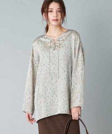 【《上品に着れるプリントアイテム》手洗い可】ペイズリープリントブラウス