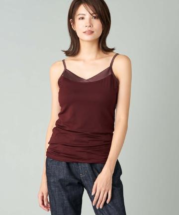 【《定番のマストアイテム》洗える】サテントリミング2wayキャミソール