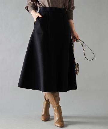 un dix cors(アンディコール) 【女性らしいフレアシルエット】ジャージメルトンフレアスカート