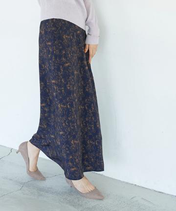 【手洗い可】フラワープリントセミフレアマキシスカート