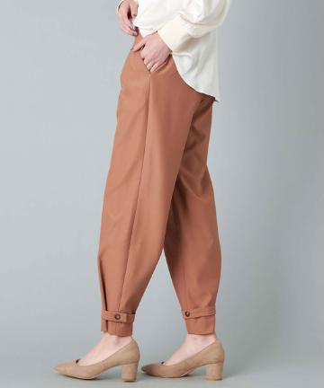 【《美脚見え》手洗い可】2way裾ベルトパンツ