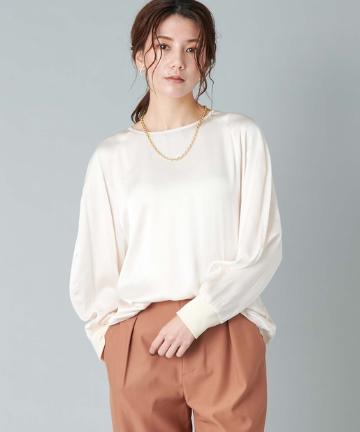 【《女性らしい華やかな印象》手洗い可】サテンTブラウス