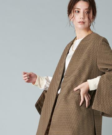 【ケープ風にも着こなせる】ガンクラブノーカラージャケット