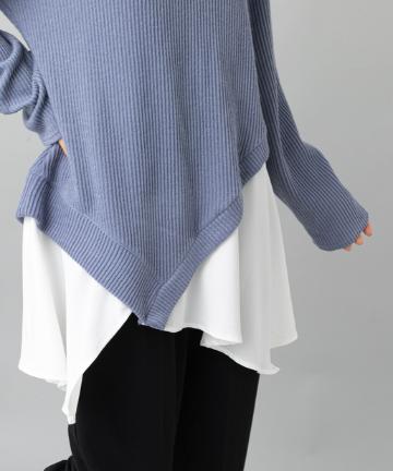 prose verse(プロズヴェール) 【便利なレイヤードトップス】裾シャツドッキングリブニットソープルオーバー