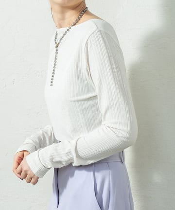 シアーランダムリブロングTシャツ