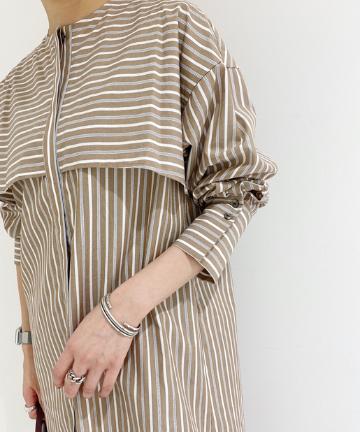 ヨークフリルストライプチュニックブラウス