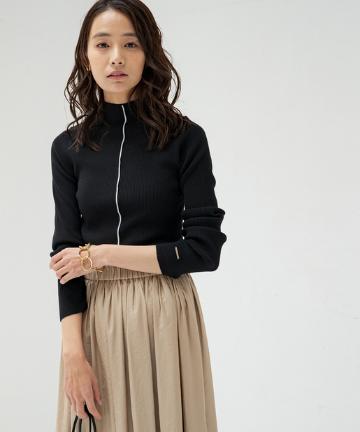 配色タートルニット