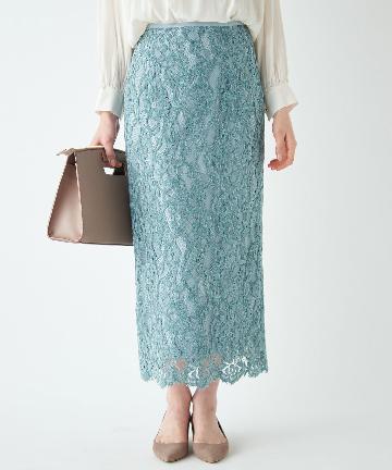 起毛レースロングナロースカート