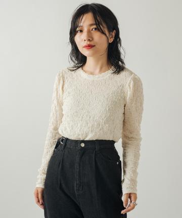 ＊クラッシュジャガード長袖プルオーバー