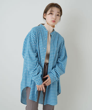 【Thank Mat’l.】リサイクルヤーンチェックオーバーシャツ