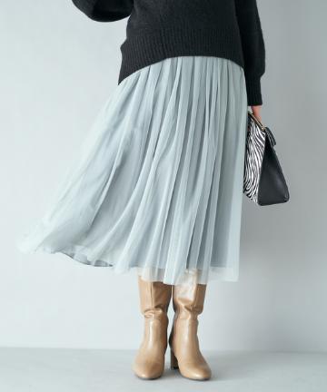 割繊チュール2WAYギャザースカート