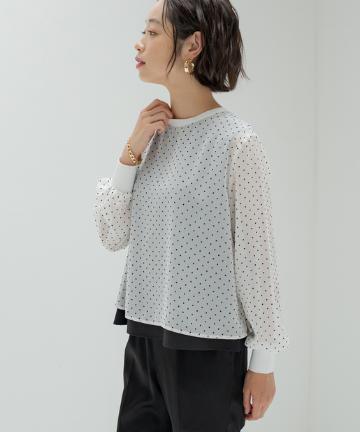 ドットシフォンブラウス