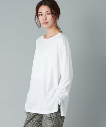 【《着回し力抜群》手洗い可】コットンシルクロングTシャツ