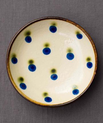 【沖縄陶器やちむん】小ドット(緑・青)皿