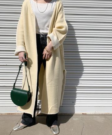 Wフェイスロングニットカーディガン