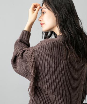 prose verse(プロズヴェール) 《WEB限定》【１枚で主役級アイテム】ショルダーフリンジニット