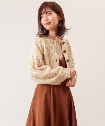 natural couture(ナチュラルクチュール) ポンポンショートカーディガン