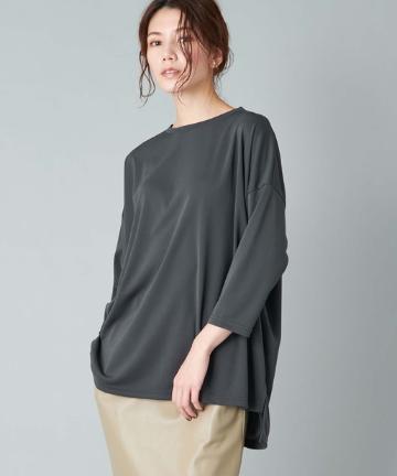 【《滑らかな素材でリラクシーな着心地》手洗い可】強撚スムース8分袖カットソー
