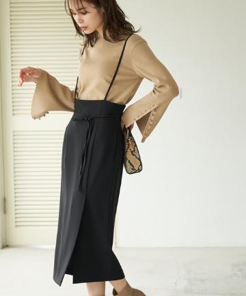 【手洗い可】トリアセ混ストラップスカート