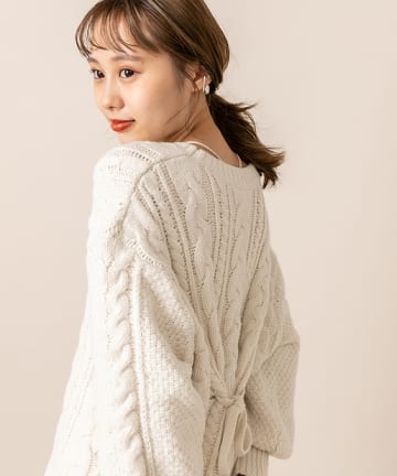 [mline]バックシャンケーブルニット