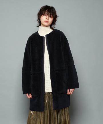 ボアムートンリバーシブルノーカラーコート