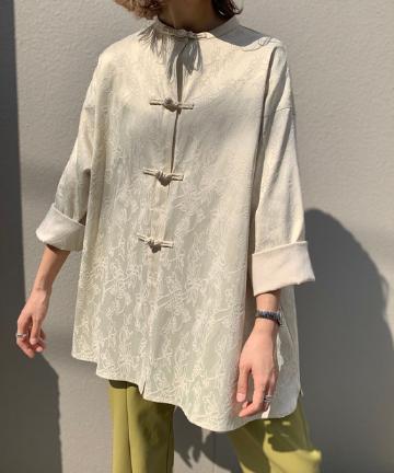 サテンジャガード花柄シャツジャケット