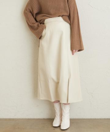 natural couture(ナチュラルクチュール) エコレザーAラインスリットスカート