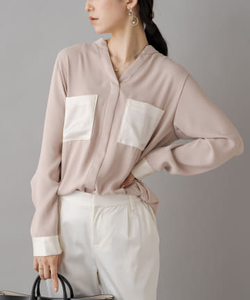 バイカラーブラウス
