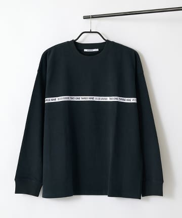 テープロゴプリント起毛天竺ロンT