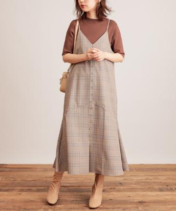 natural couture(ナチュラルクチュール) ＷＥＢ限定前後２ＷＡＹちび釦キャミワンピース