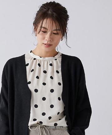 【《大人が着こなす甘めブラウス》手洗い可】2WAYドットプリントブラウス