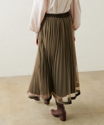 natural couture(ナチュラルクチュール) 【WEB限定】裾ベロアパイピングチュールプリーツ