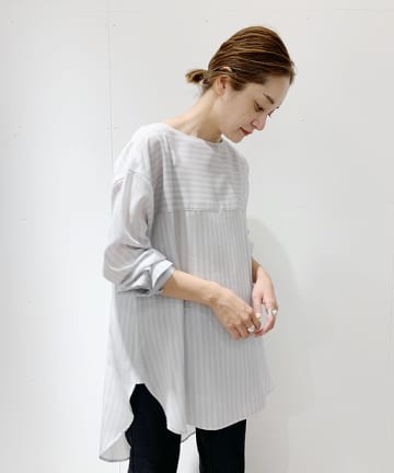 レイヤードストライプシャツチュニック