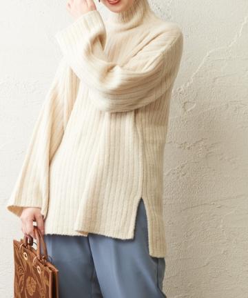 natural couture(ナチュラルクチュール) ＷＥＢ限定ワイドリブブークレニットチュニック