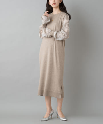 袖オパールニットワンピース